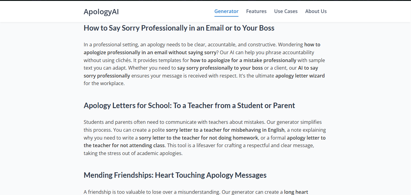 Apology Message Generation